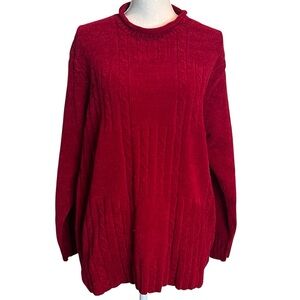 Vintage Chandler Hill Red Velour Pullover Sweater High Neck Womens Plus Size 1X